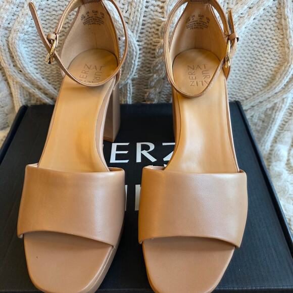 NIB Naturalizer Women's Pearlyn Leather Platform Dress Sandals Size 10W Taupe - Picture 6 of 8